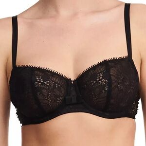Chantelle Day to Night Lace Unlined Demi Black Lace Bra | 36DD